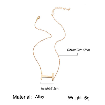 Elegant 26 English Letters Pendant Necklace & Gold Plated Wave Tassel Earrings Set for Women