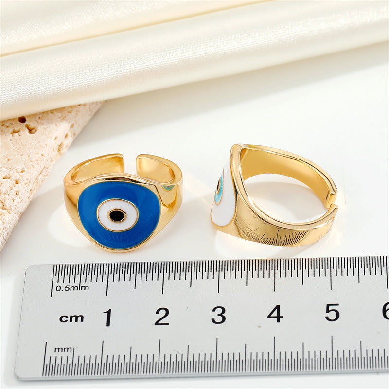 Vintage Retro Evil Eye Ring and Bracelet Set - Turkish Inspired Jewelry