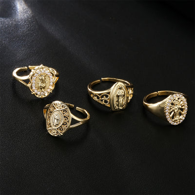 European American Copper-Plated Gold Virgin Mary Open Ring Jewelry
