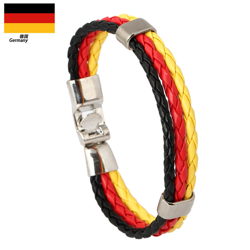 European and American Style PU Leather Flag Color Braided Bracelet NHPK0879