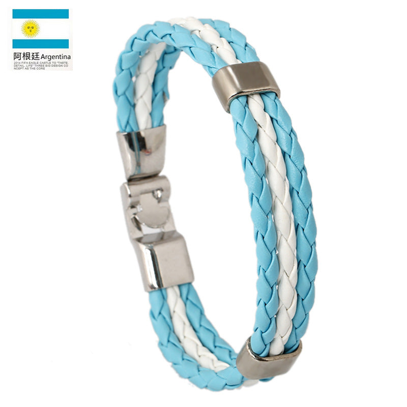 European and American Style PU Leather Flag Color Braided Bracelet NHPK0879