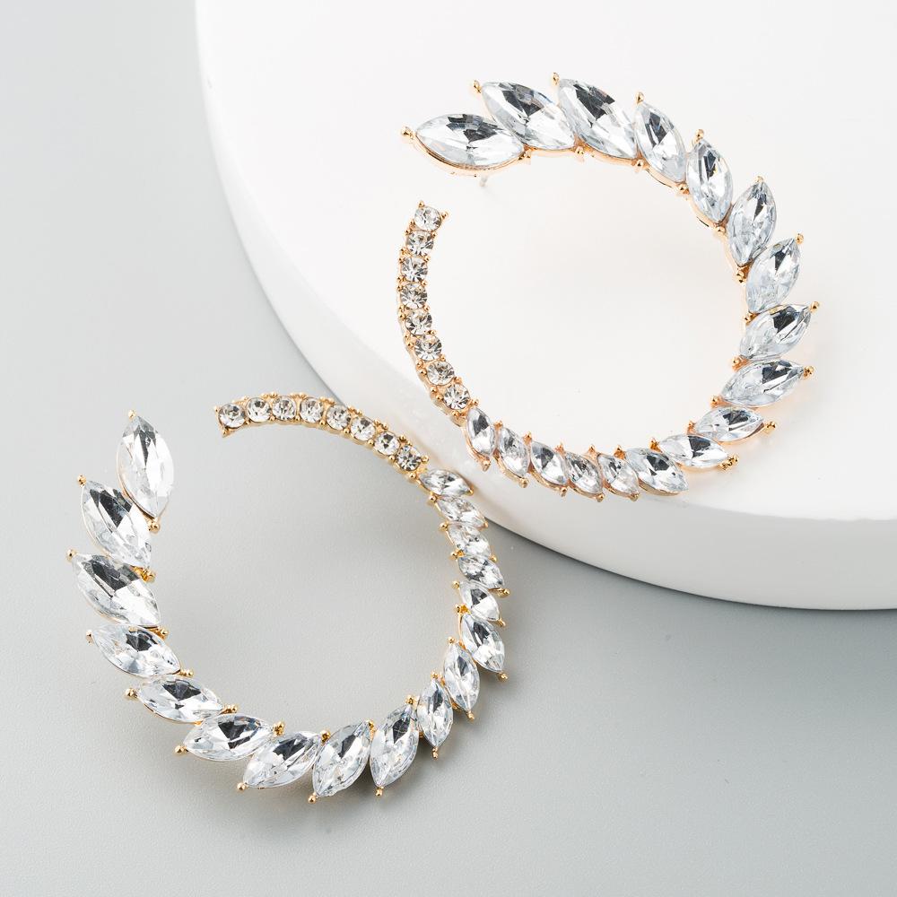 Vintage Colorful Rhinestone Hoop Earrings Set for Women
