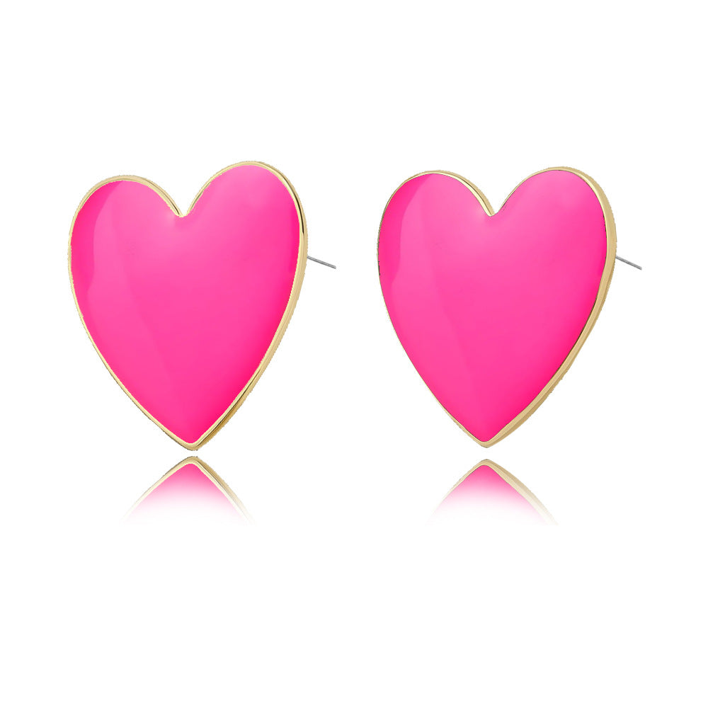 European American Multicolor Peach Heart Drop Earrings