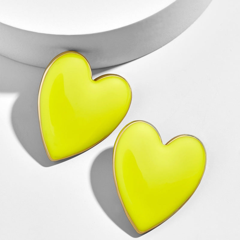 European American Multicolor Peach Heart Drop Earrings