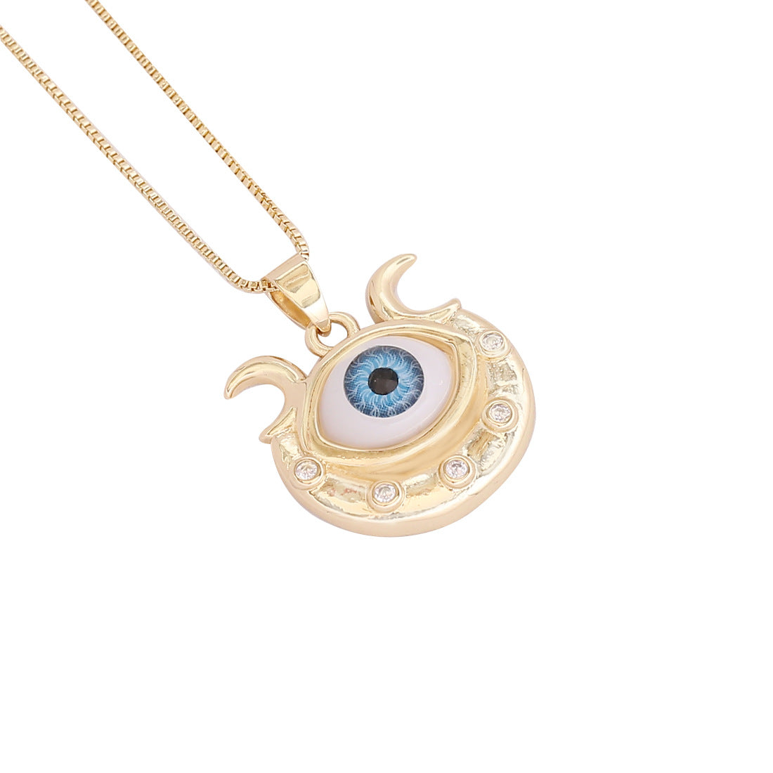 European American Palm Heart Evil Eye Pendant Necklace 18K Jewelry