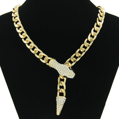 European American Rhinestone Snake Head Magnetic Clasp Necklace and Bracelet Set