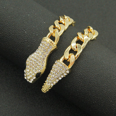 European American Rhinestone Snake Head Magnetic Clasp Necklace and Bracelet Set