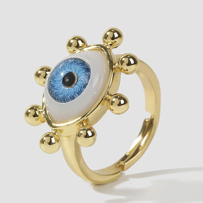 European American Evil Eye Open Ring for Women - Creative Copper Adjustable Ring