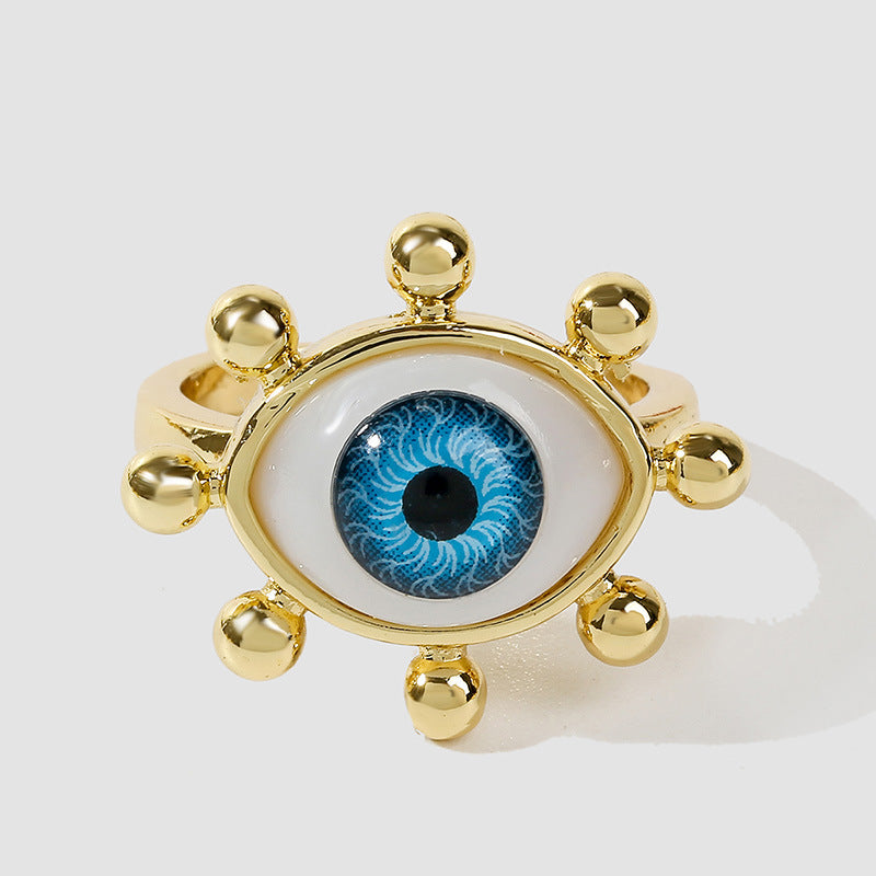 European American Evil Eye Open Ring for Women - Creative Copper Adjustable Ring