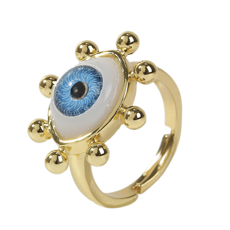 European American Evil Eye Open Ring for Women - Creative Copper Adjustable Ring