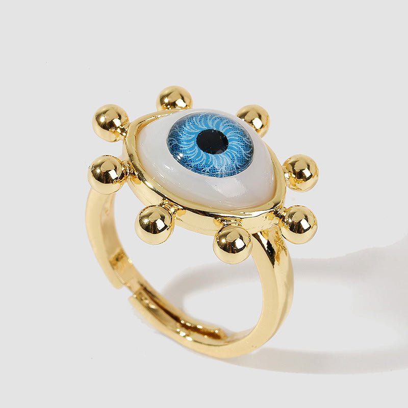 European American Evil Eye Open Ring for Women - Creative Copper Adjustable Ring