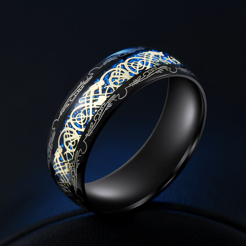 Elegant Black Wood Grain Ring - European Fashion Design