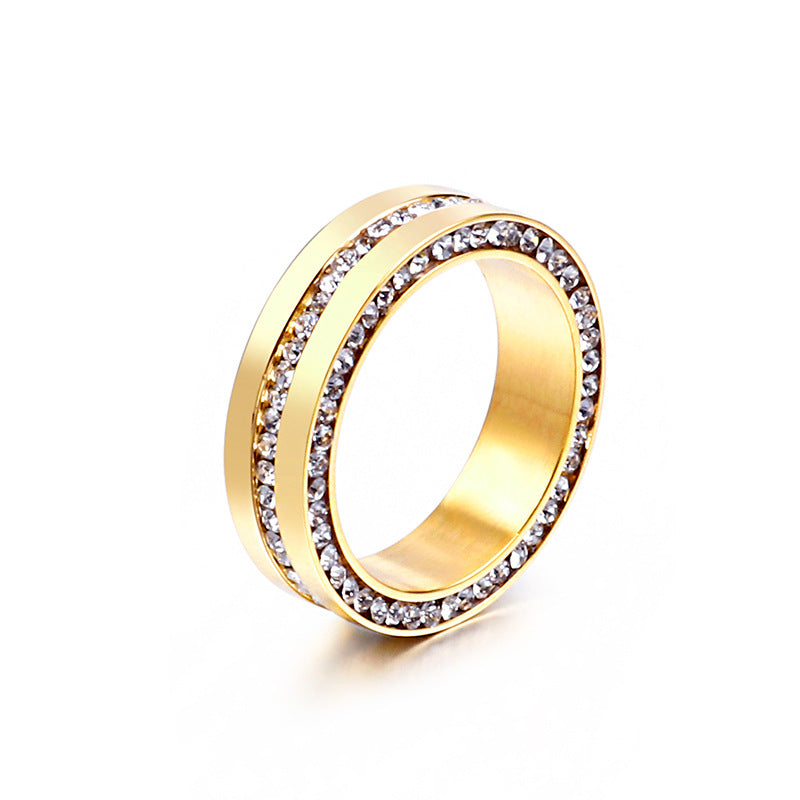 European American Stainless Steel Bead Chain Micro Setting Couple's Ring