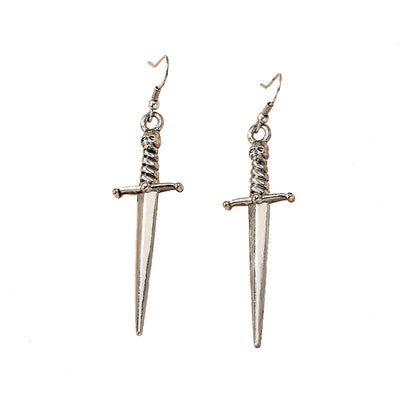 Gothic Sword Drop Earrings & Vintage Punk Skull Studs
