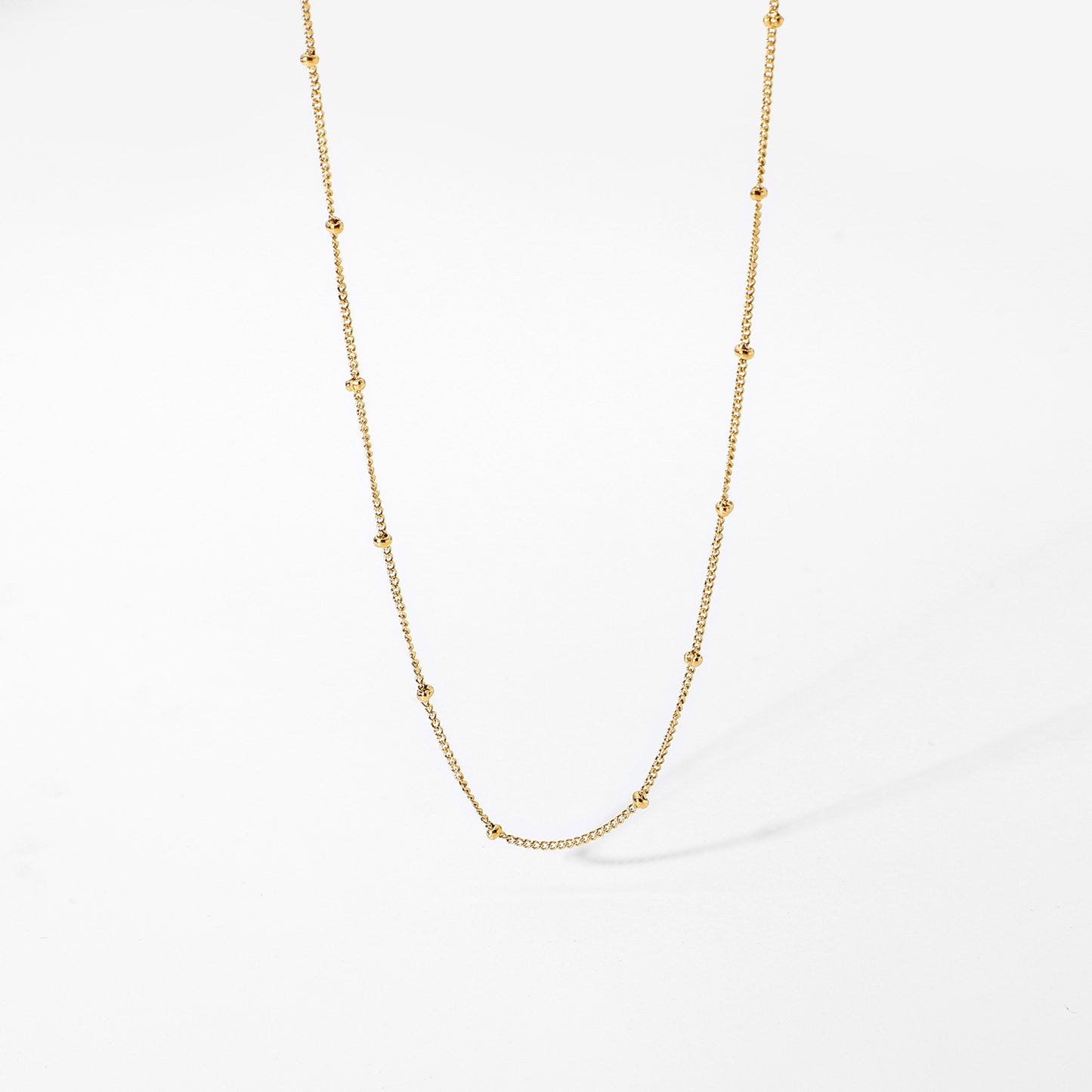 European American Minimalist Stainless Steel Layered Bead Necklace for Women