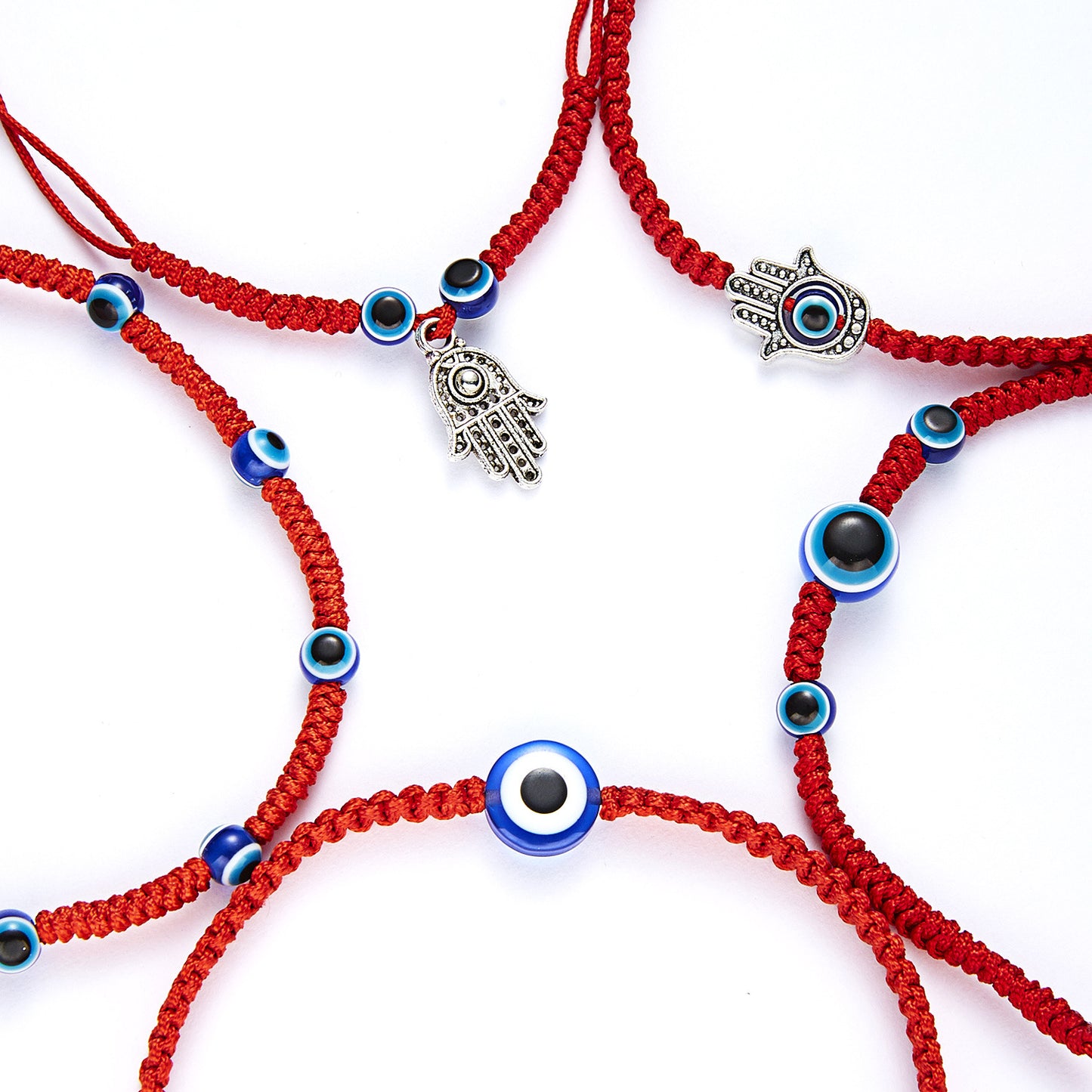 European Blue Evil Eye Red Rope Bracelet with Hand Charm