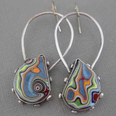 European American Colorful Glazed Ford Agate Bohemian Artisan Earrings