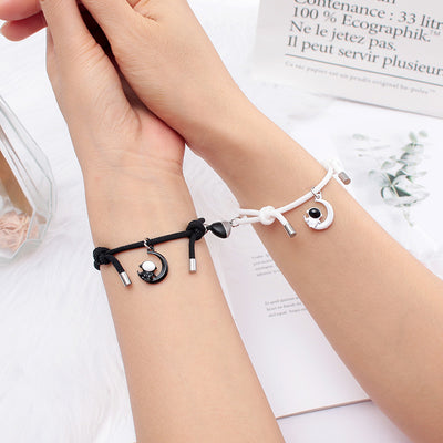 European Love Magnet Astronaut Couple Bracelet Set