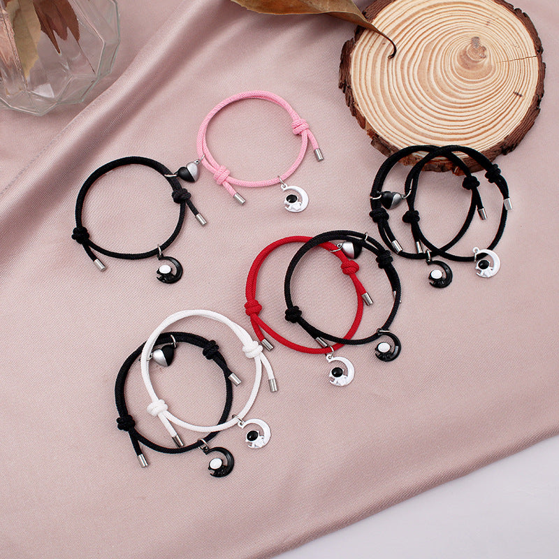 European Love Magnet Astronaut Couple Bracelet Set