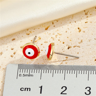 European American Multicolor Turkish Blue Eye Round Earrings