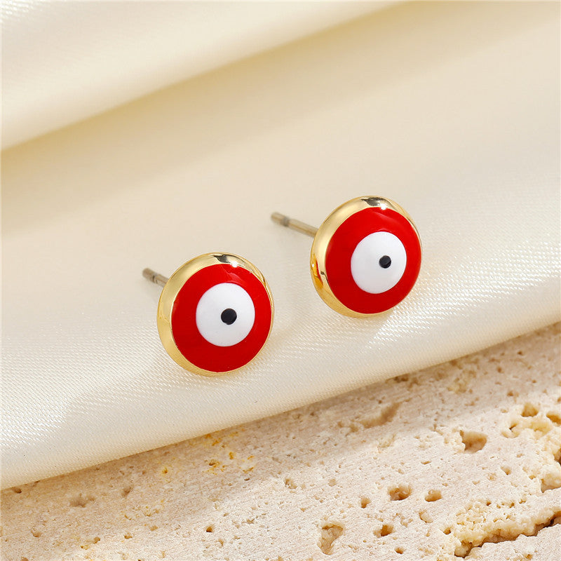 European American Multicolor Turkish Blue Eye Round Earrings