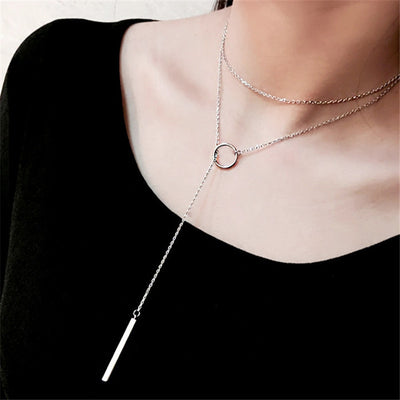 European Simple Long Tassel Circle Necklace for Women