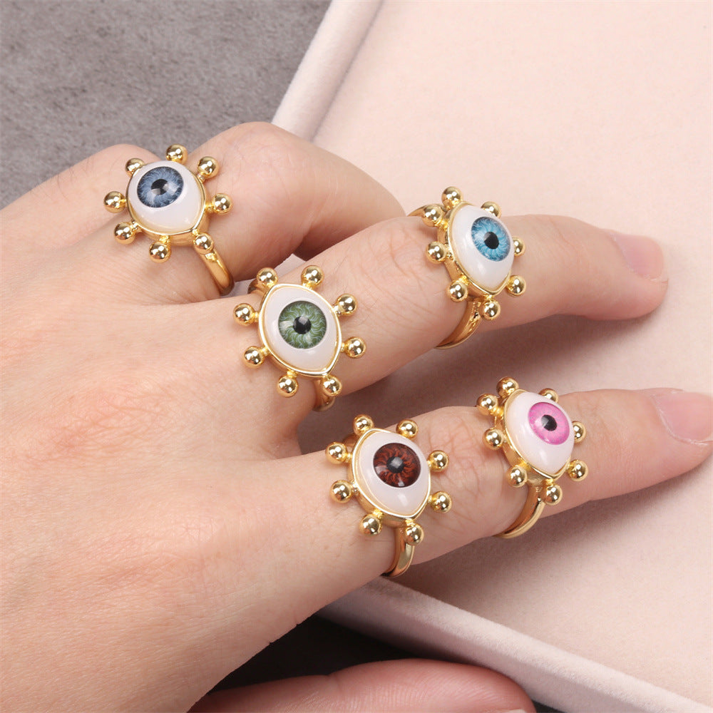 European American Resin Ring with Devil Eye Design, Vintage Style Index Finger Ring