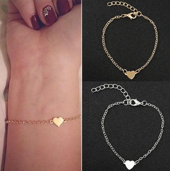 European American Fashion Heart Shaped Love Bracelet - Metal Peach Heart Design for Women