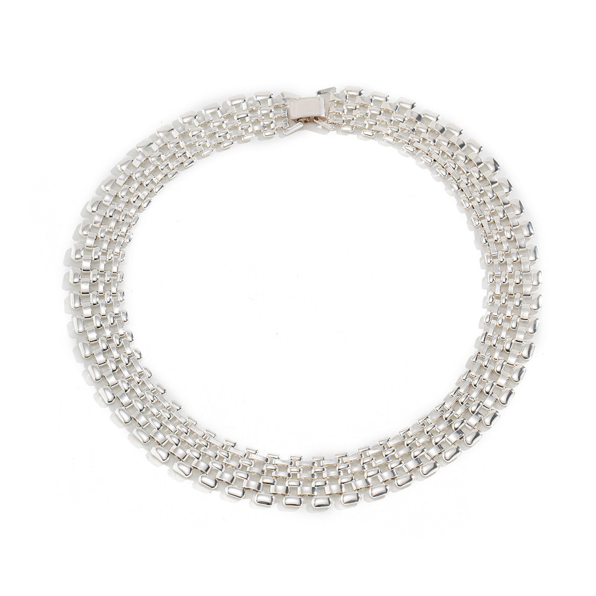 Exaggerated Silver Hollow Chain Necklace - Punk Hip Hop Style Statement Jewelry