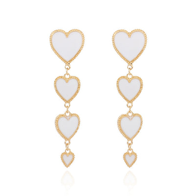 Exaggerated Retro Heart Tassel Drop Earrings