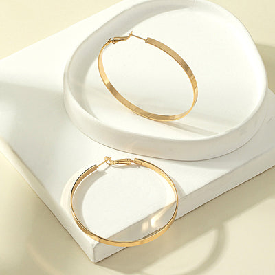 Exaggerated Geometric Alloy Hoop Earrings - Minimalist Statement Metal Ear Jewelry