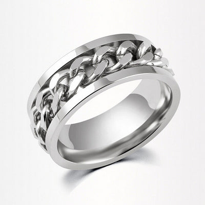 Exaggerated Geometric Titanium Steel Chain Spinner Bottle Opener Couple Rings