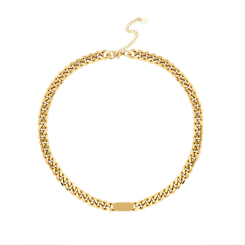 Exaggerated Gold Chain Necklace and Titanium Steel Bracelet Set