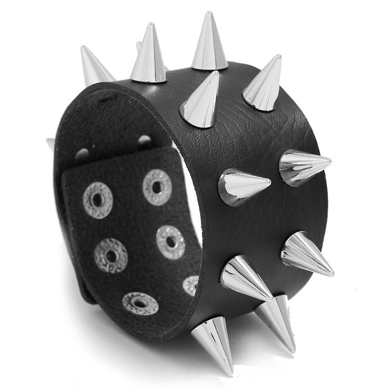 Exaggerated Men's Punk Multi-Layer Studded Faux Leather Bracelet