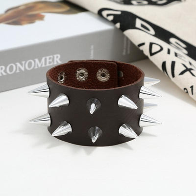 Exaggerated Men's Punk Multi-Layer Studded Faux Leather Bracelet