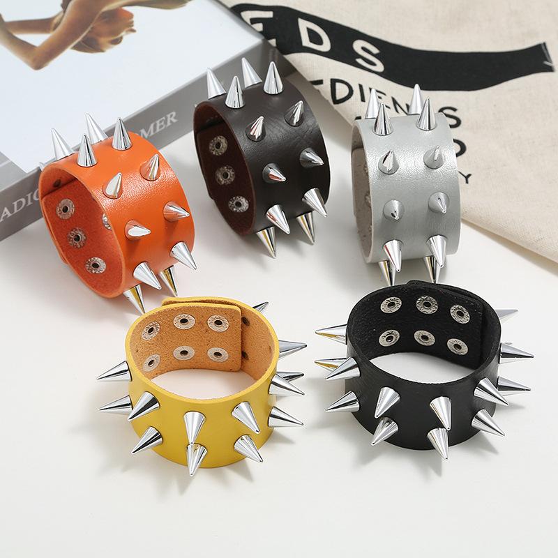 Exaggerated Men's Punk Multi-Layer Studded Faux Leather Bracelet