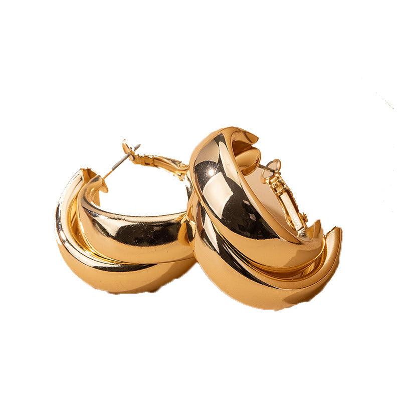 Exaggerated Round Vintage Hoop Earrings Minimalist Korean Style Jewelry