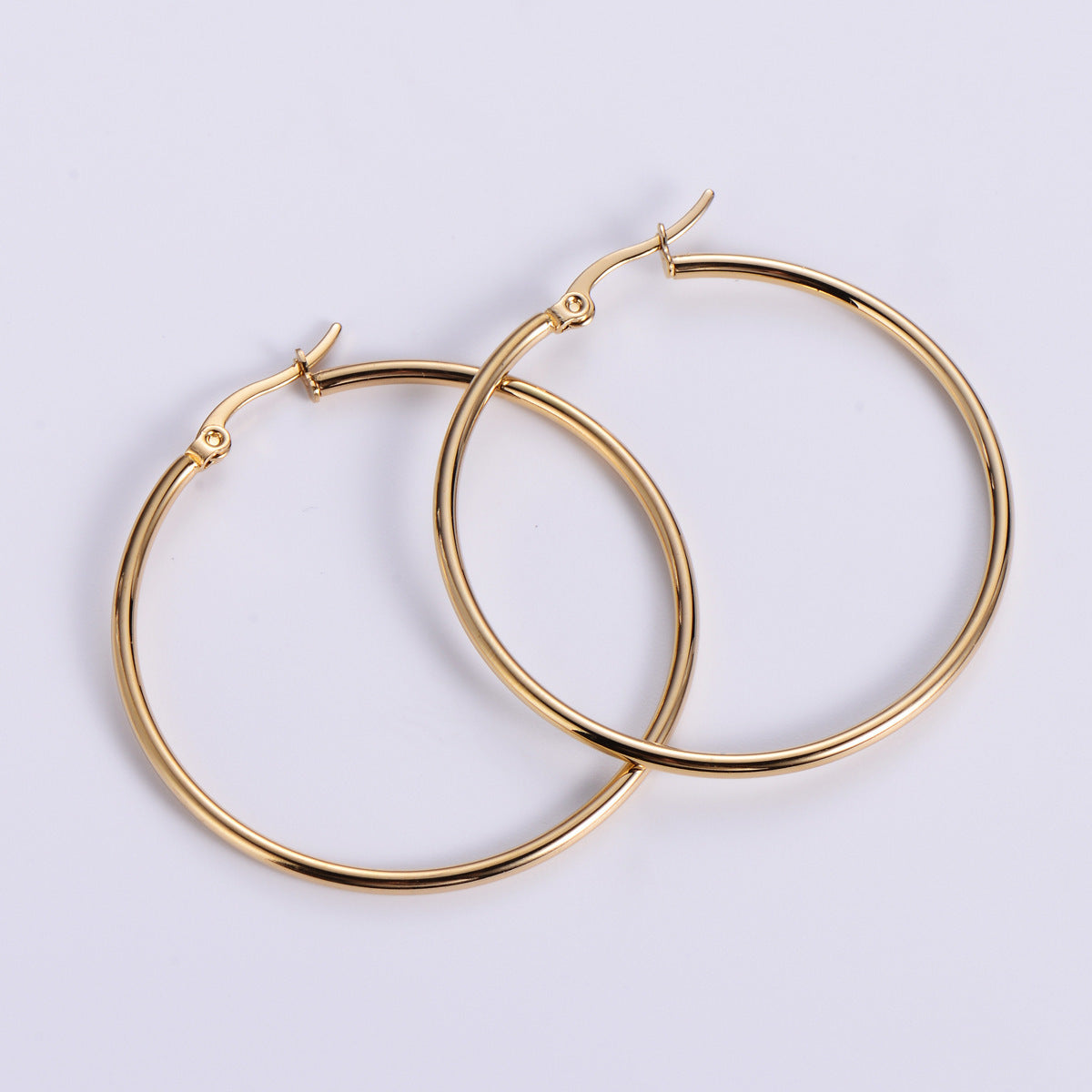 Exaggerated Stainless Steel Hoop Earrings with Clasp Design
