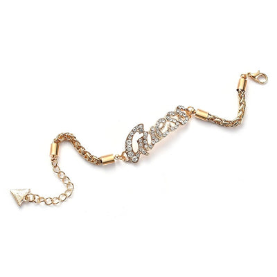 European American Trendy Alloy Diamond Letter Bracelet
