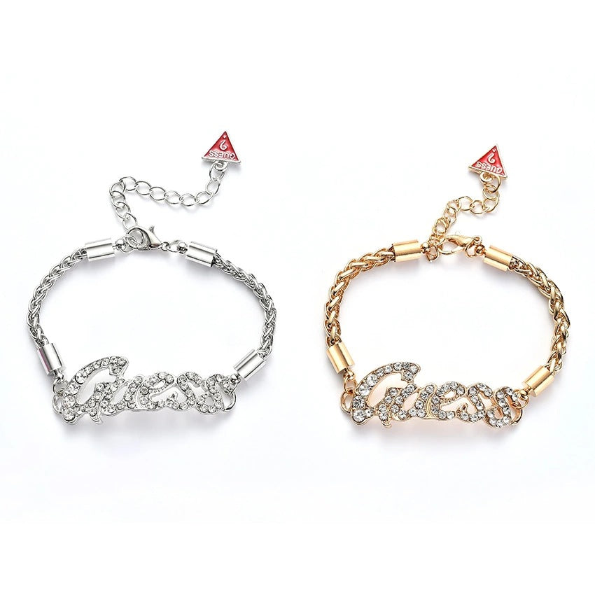 European American Trendy Alloy Diamond Letter Bracelet