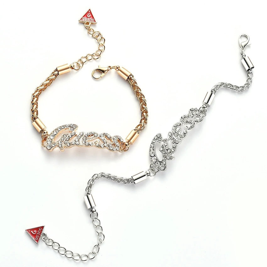 European American Trendy Alloy Diamond Letter Bracelet