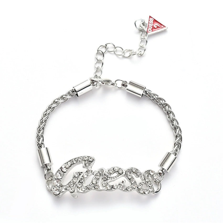 European American Trendy Alloy Diamond Letter Bracelet