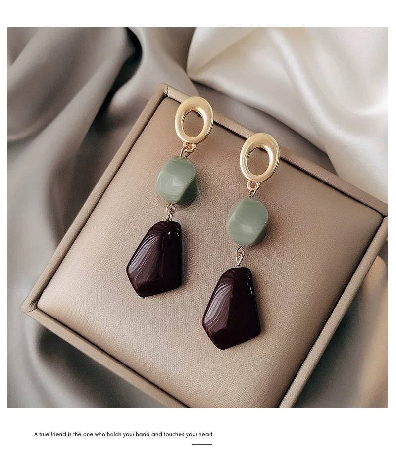 Fairy Flower Alloy Tassel Drop Earrings with Acrylic Studs for Women