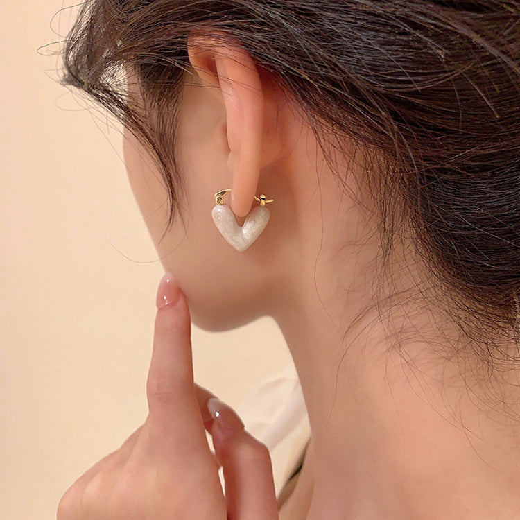 Fairy Heart Alloy Earrings - Candy Color Enamel Design