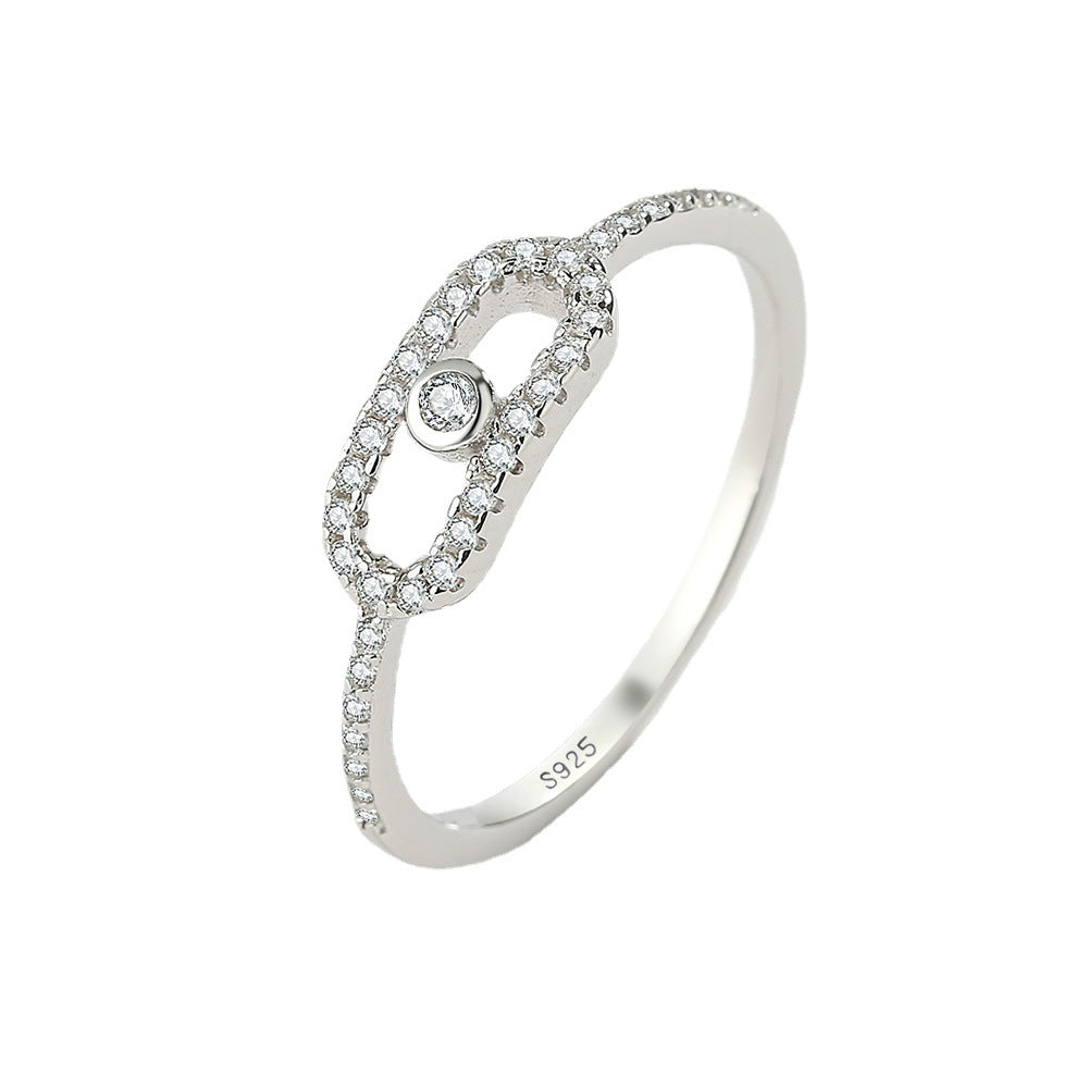 Fairy Korean Style 925 Silver Zircon Inlay Paper Clip Ring