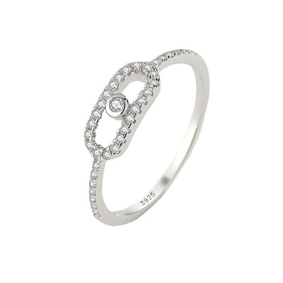 Fairy Korean Style 925 Silver Zircon Inlay Paper Clip Ring