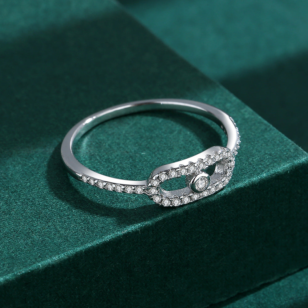 Fairy Korean Style 925 Silver Zircon Inlay Paper Clip Ring