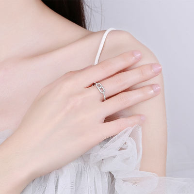 Fairy Korean Style 925 Silver Zircon Inlay Paper Clip Ring