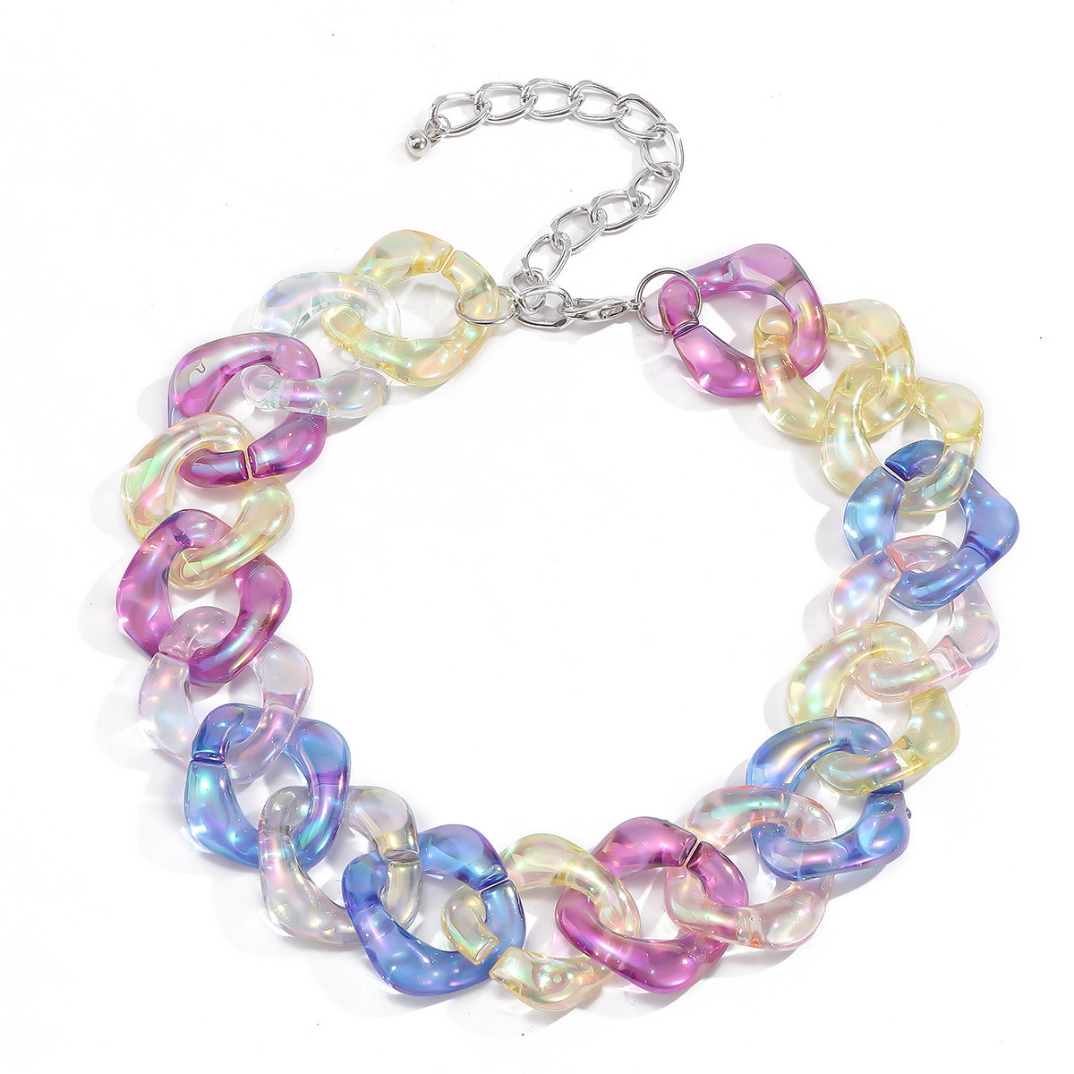 Colorful Geometric Acrylic Statement Necklace for Women