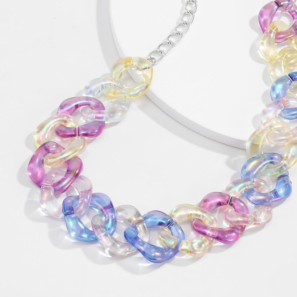 Colorful Geometric Acrylic Statement Necklace for Women